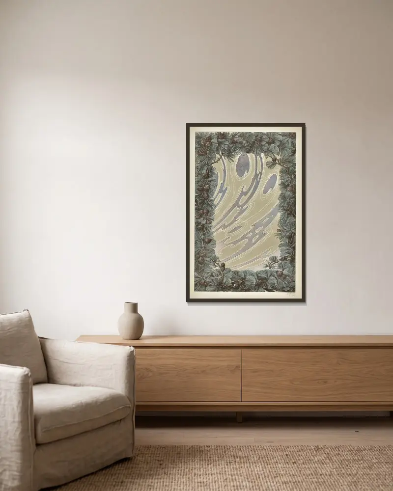 Moderne Malereien Pl.12 av Anton Seder inramad på en vägg
