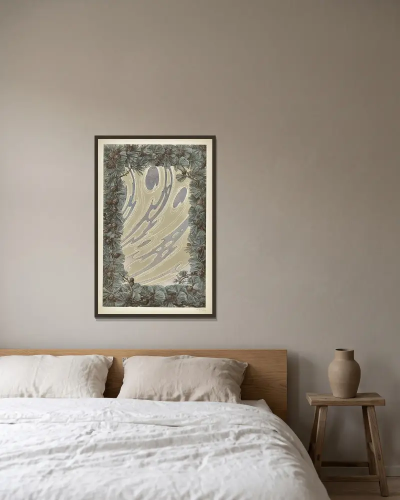 Moderne Malereien Pl.12 av Anton Seder inramad på en vägg
