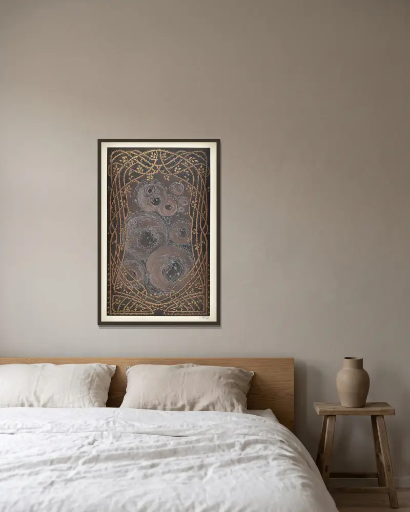 Moderne Malereien Pl.17 av Anton Seder inramad på en vägg