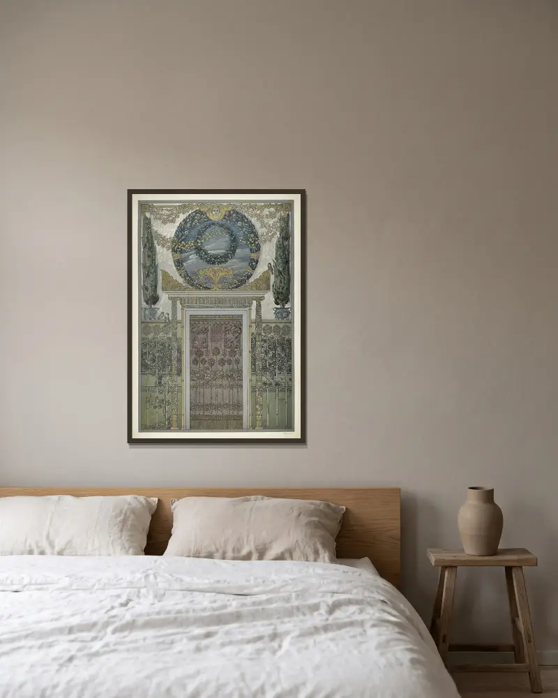 Moderne Malereien Pl. 21 von Anton Seder gerahmt an einer Wand