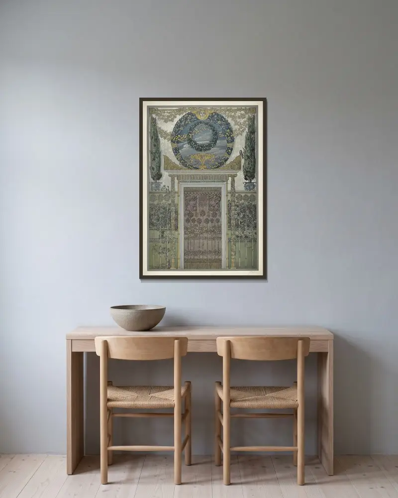 Moderne Malereien Pl. 21 von Anton Seder gerahmt an einer Wand