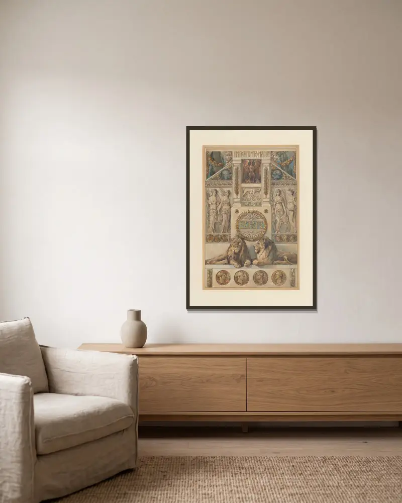 Naturalistische Decorationsmalereien Pl. 8 von Anton Seder gerahmt an einer Wand