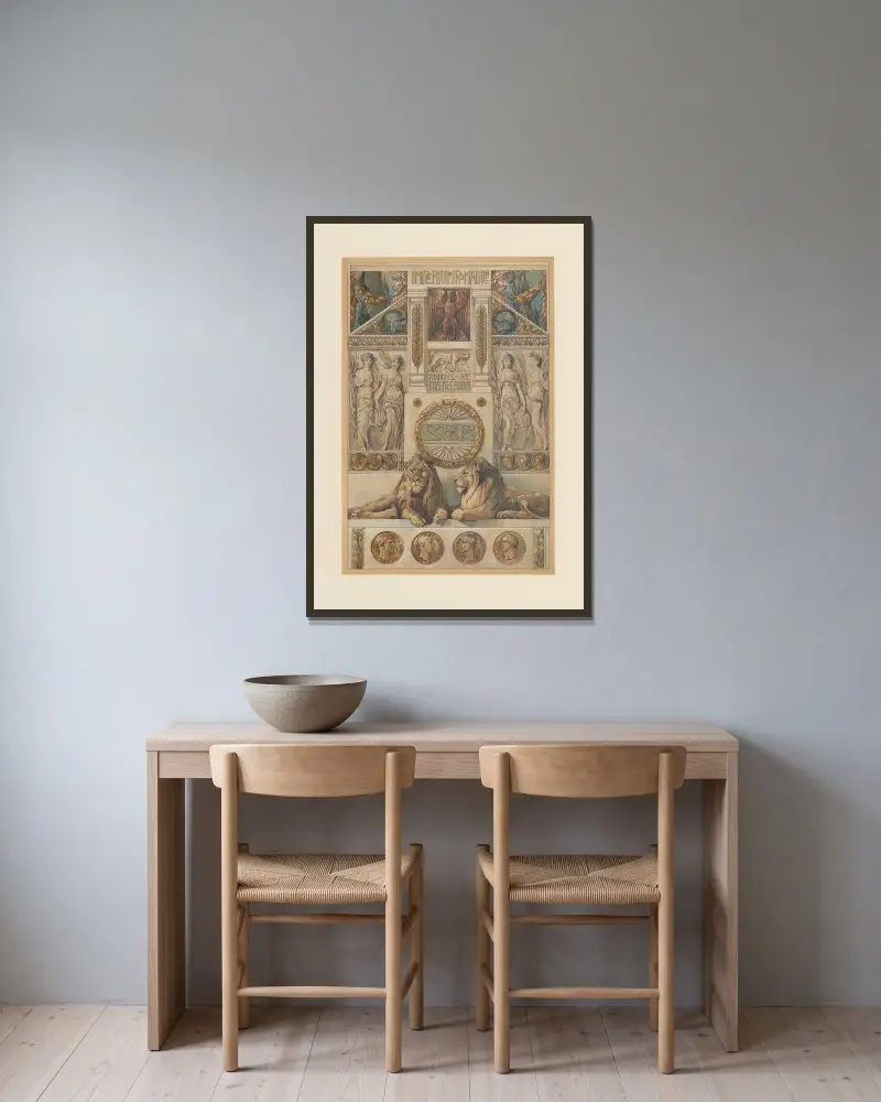 Naturalistische Decorationsmalereien Pl. 8 von Anton Seder gerahmt an einer Wand