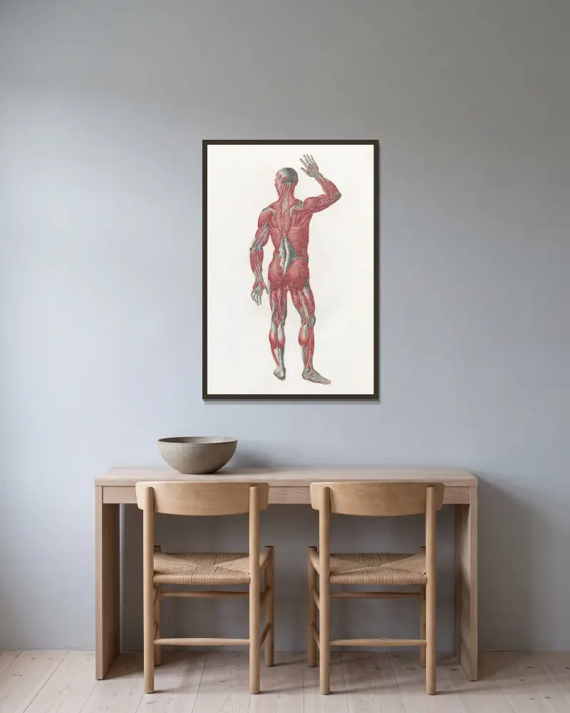 Anatomia Universale Pl.10 av Antonio Serantoni inramad på en vägg