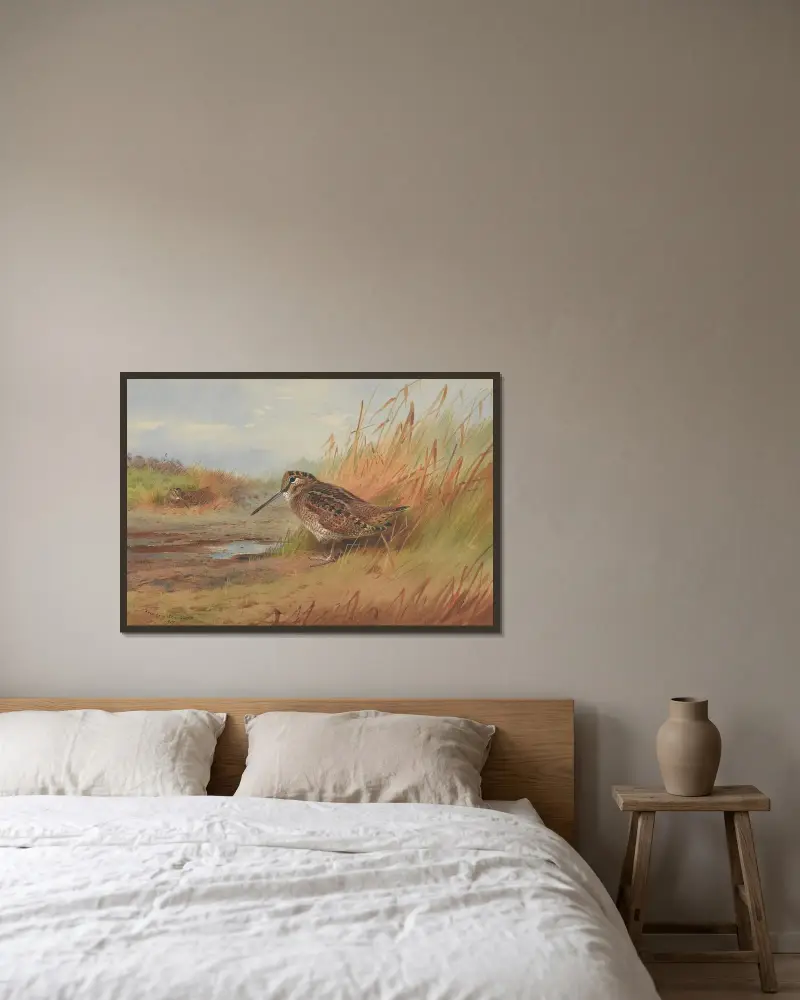 En morkulla av Archibald Thorburn inramad på en vägg