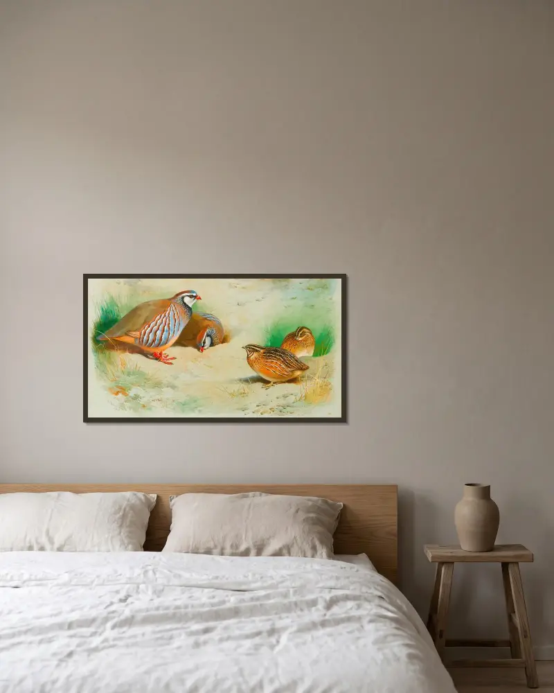 French Partridge And Chicks av Archibald Thorburn inramad på en vägg