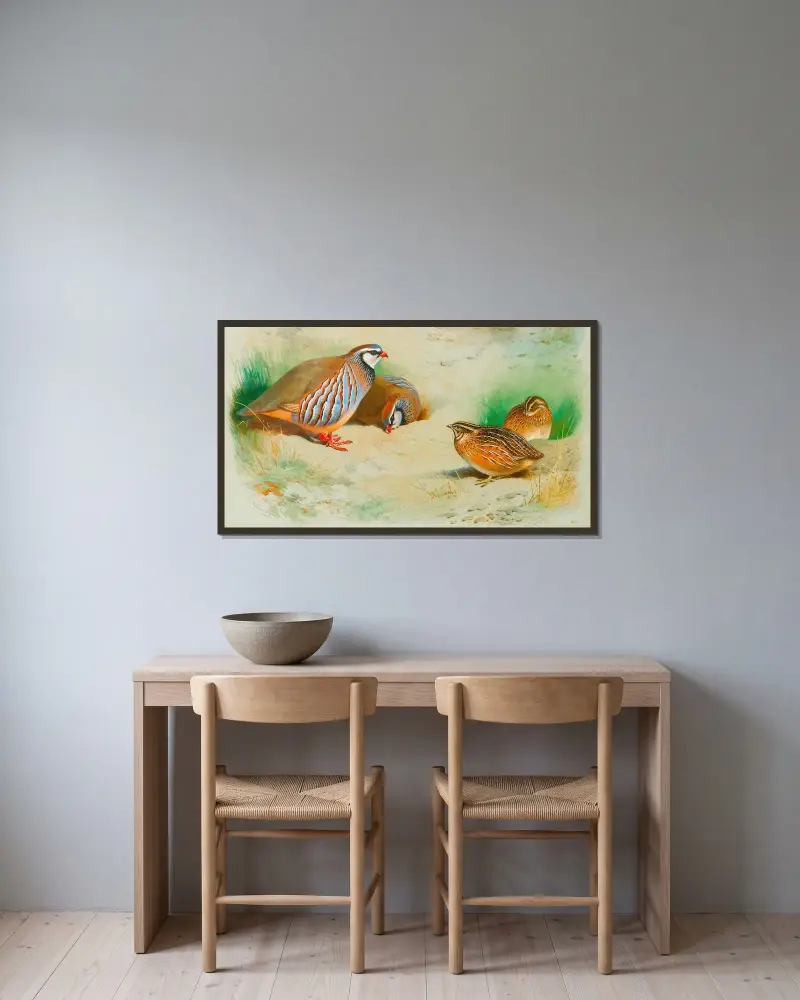 French Partridge And Chicks av Archibald Thorburn inramad på en vägg