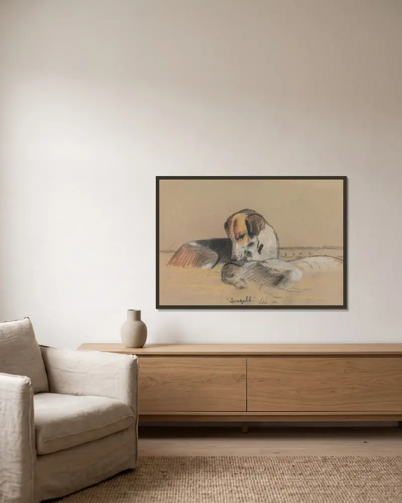 Hounds; Seagull av Archibald Thorburn inramad på en vägg