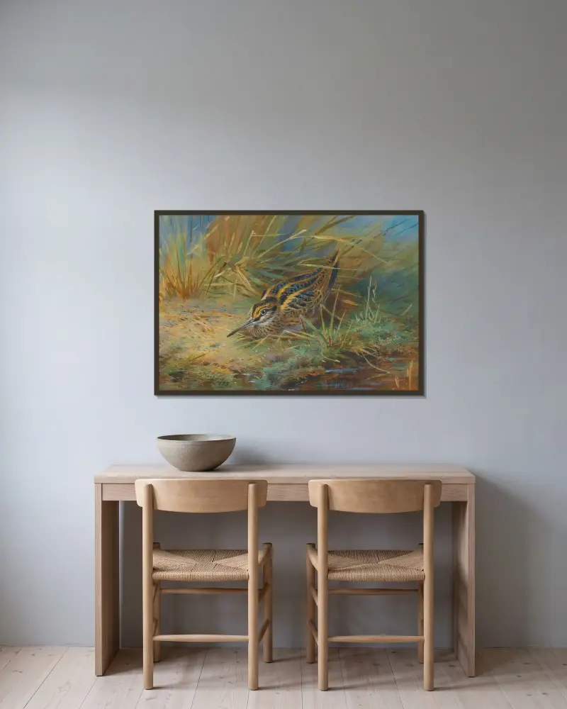 Zwergschnepfe von Archibald Thorburn gerahmt an einer Wand