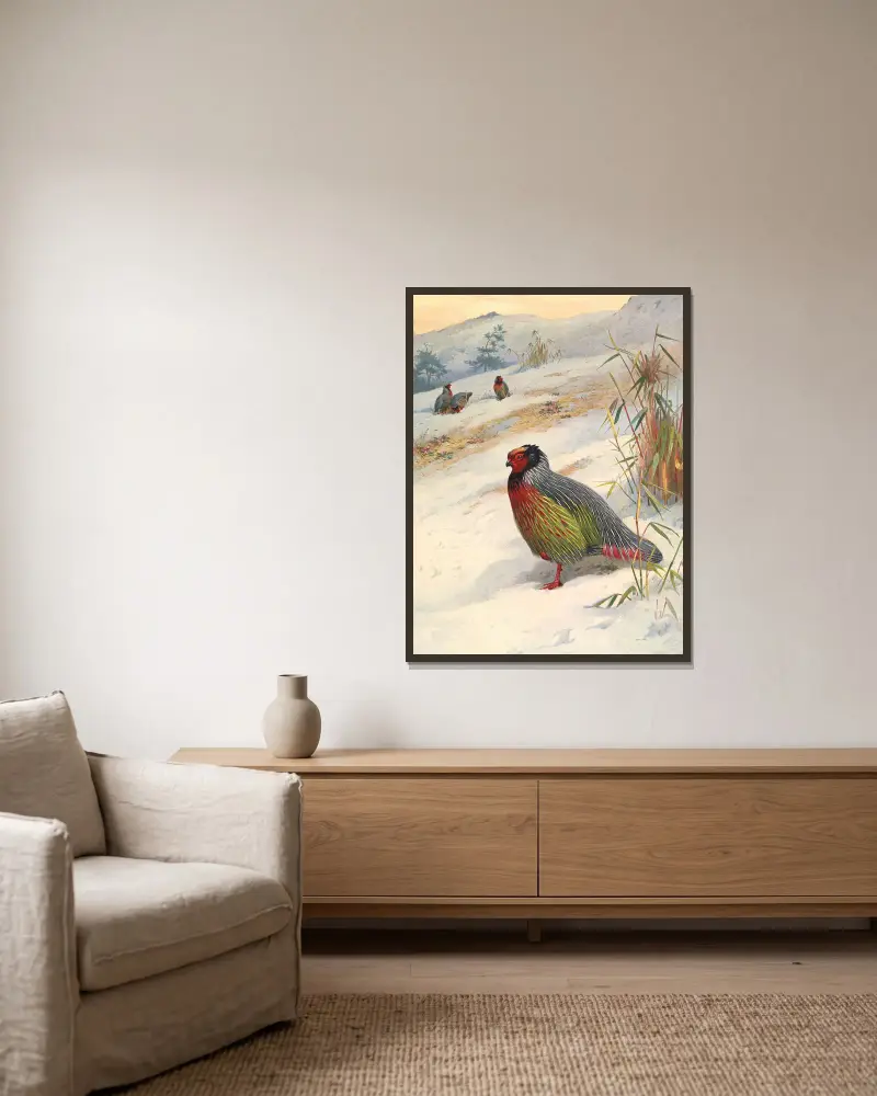 Kuser’s Blood Partridge av Archibald Thorburn inramad på en vägg