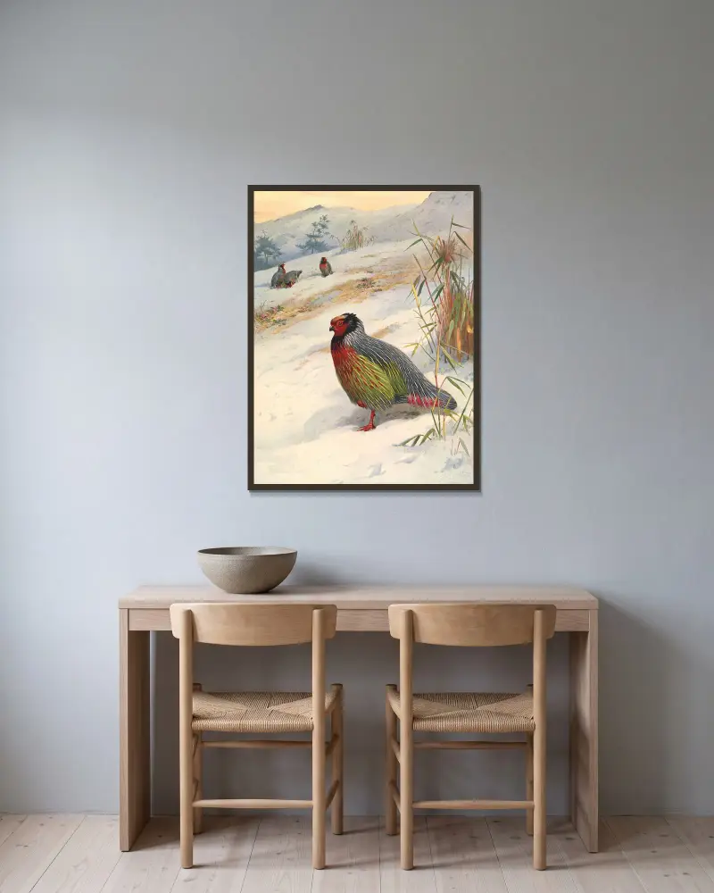 Kuser’s Blood Partridge av Archibald Thorburn inramad på en vägg