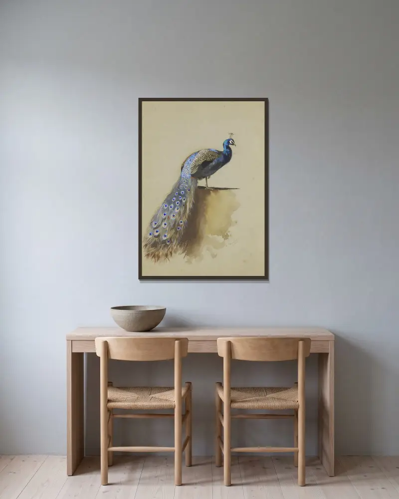 Pfau von Archibald Thorburn gerahmt an einer Wand