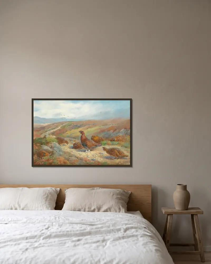 Den gamla färdvägen av Archibald Thorburn inramad på en vägg