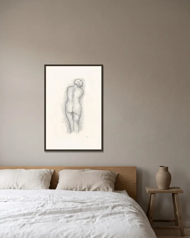 Naken kvinna bakifrån, 1927 – nr 1 av Aristide Maillol inramad på en vägg