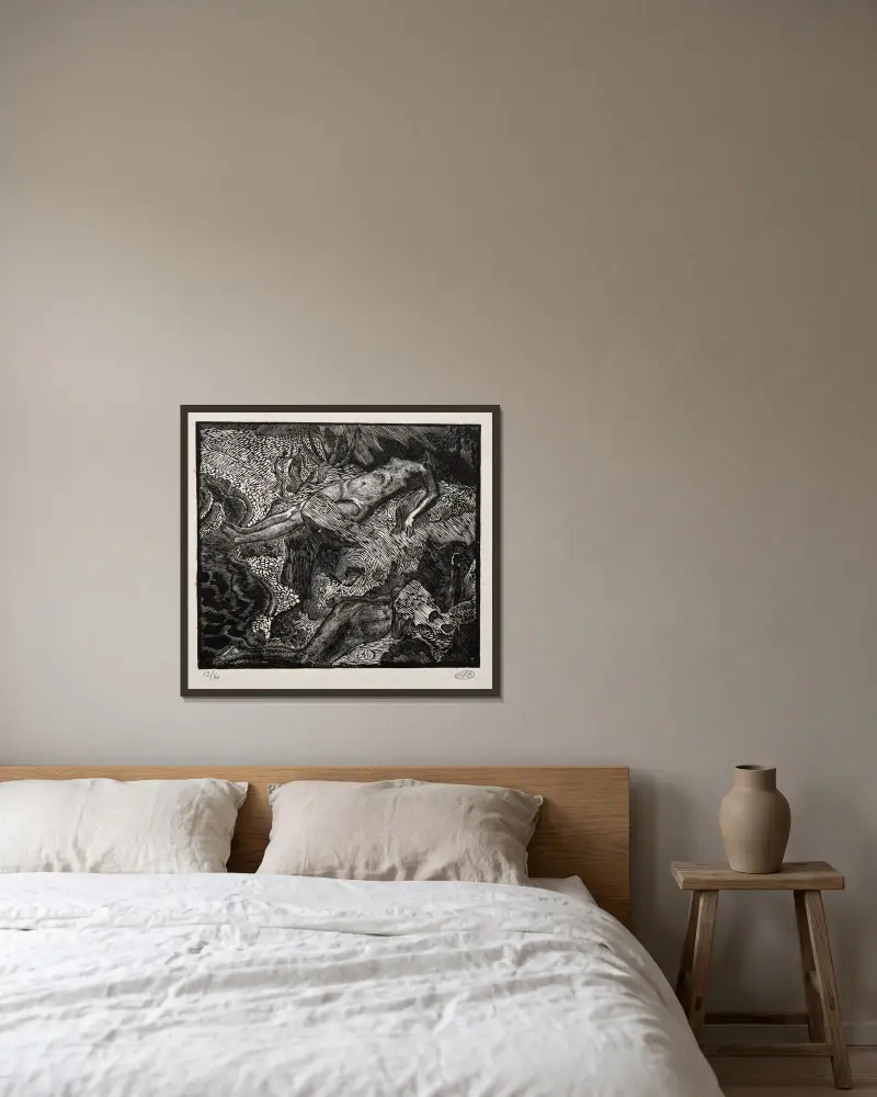Hero och Leander av Aristide Maillol inramad på en vägg
