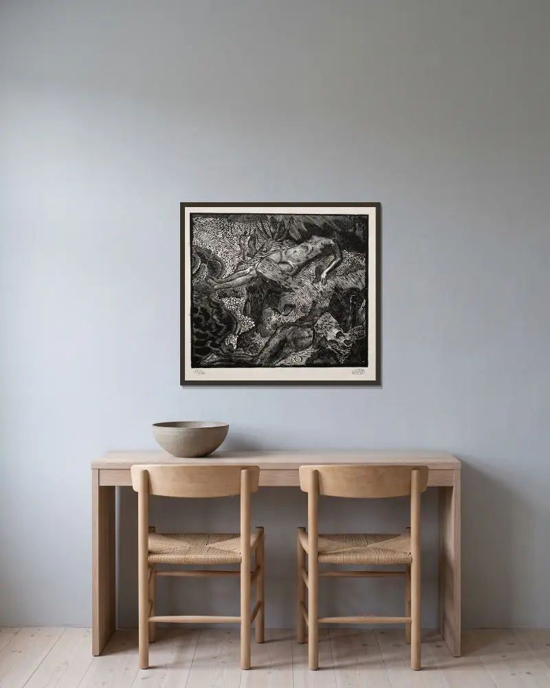 Hero och Leander av Aristide Maillol inramad på en vägg