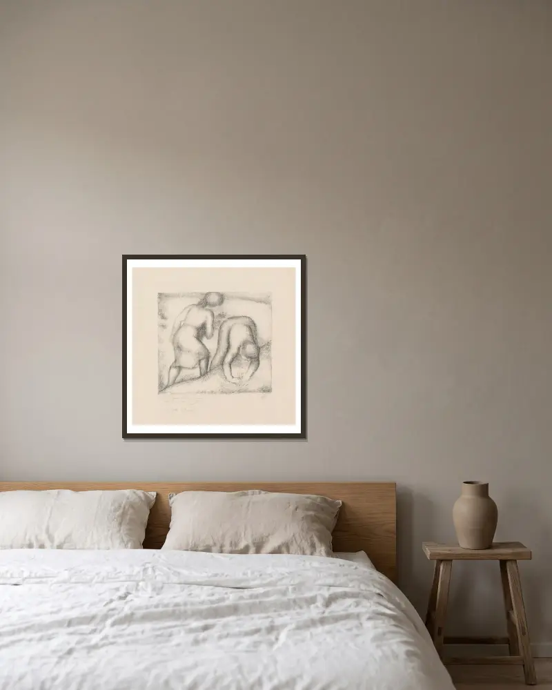 Die Ährenleserinnen von Aristide Maillol gerahmt an einer Wand