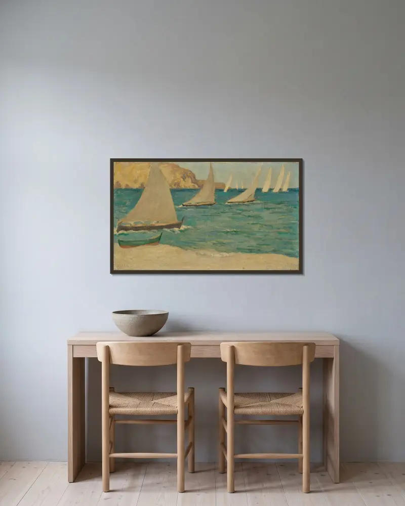 Kappseglingarna av Aristide Maillol inramad på en vägg