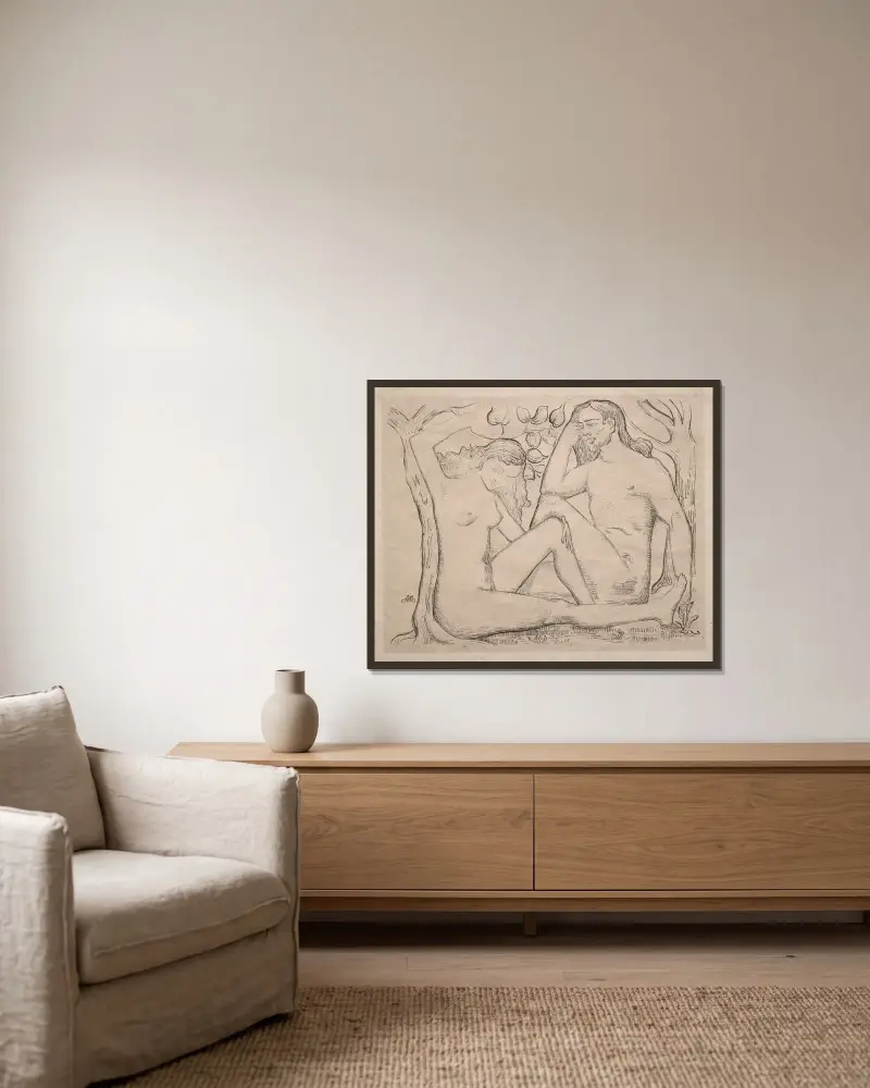 Naken man och kvinna av Aristide Maillol inramad på en vägg