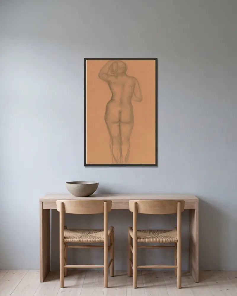 Akt von hinten gesehen von Aristide Maillol gerahmt an einer Wand