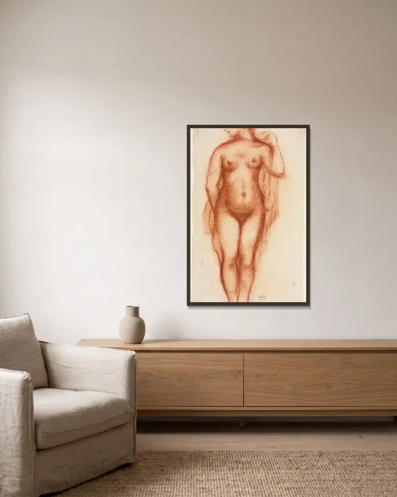 Nude Woman Standing av Aristide Maillol inramad på en vägg