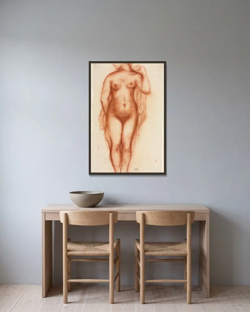 Nude Woman Standing av Aristide Maillol inramad på en vägg
