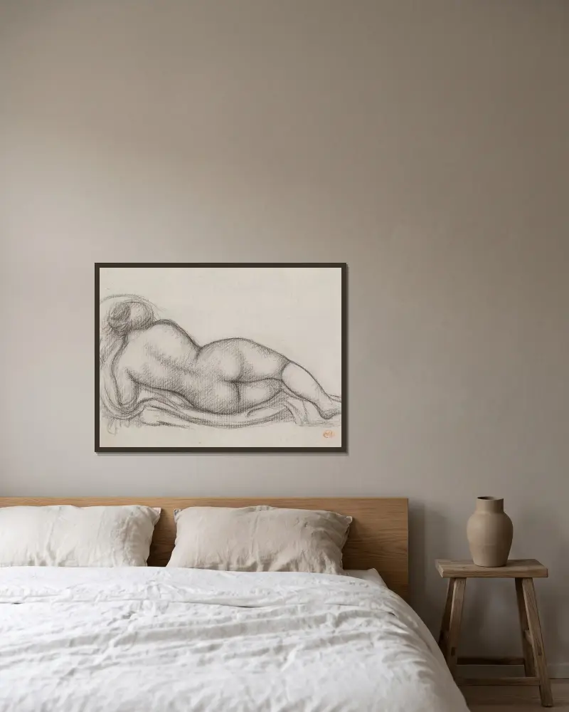 Liegender Akt von Aristide Maillol gerahmt an einer Wand