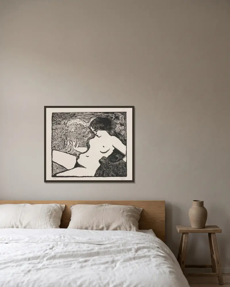 Vågen av Aristide Maillol inramad på en vägg