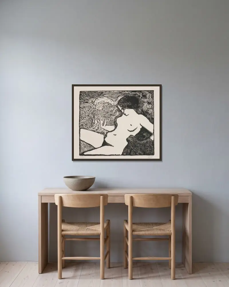 Vågen av Aristide Maillol inramad på en vägg