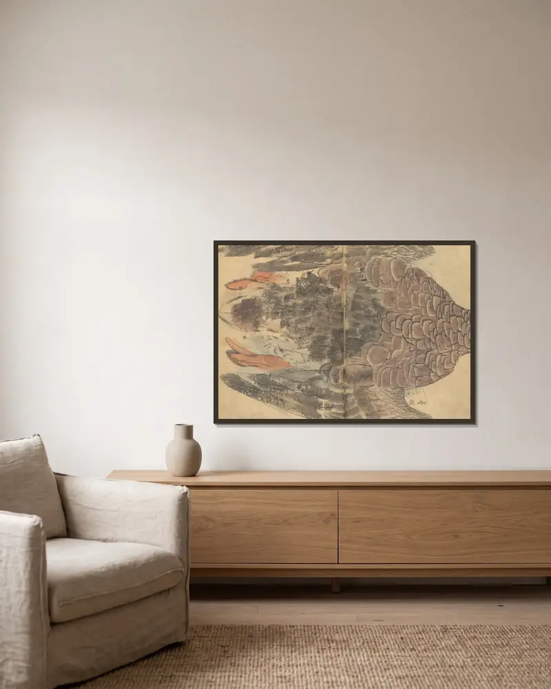 Skizzenbuch Taf. 034 von Ariyoshi Kondo gerahmt an einer Wand