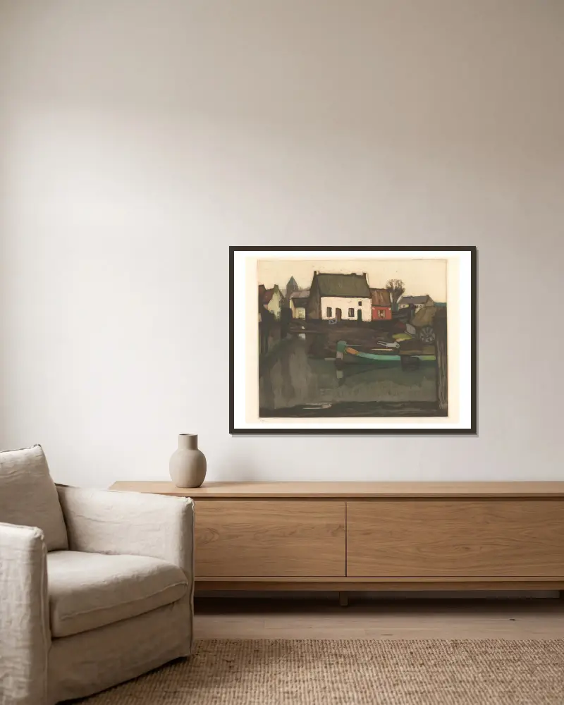 Am Kanalrand von Armand Apol gerahmt an einer Wand