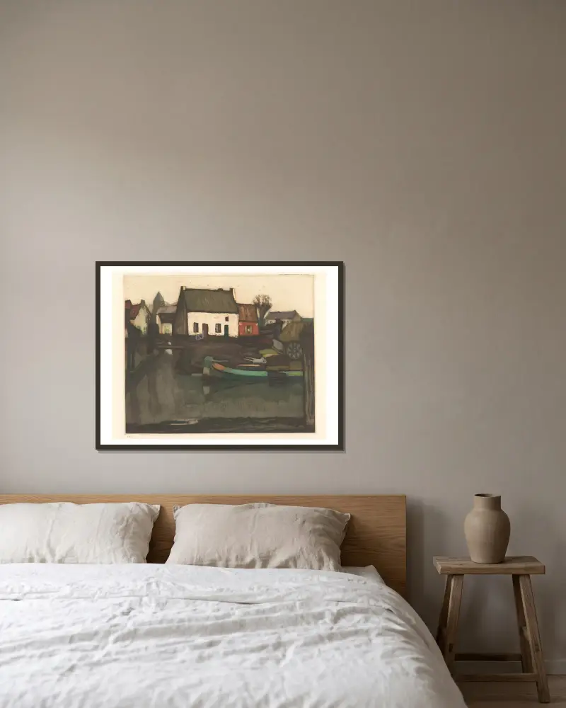 Am Kanalrand von Armand Apol gerahmt an einer Wand