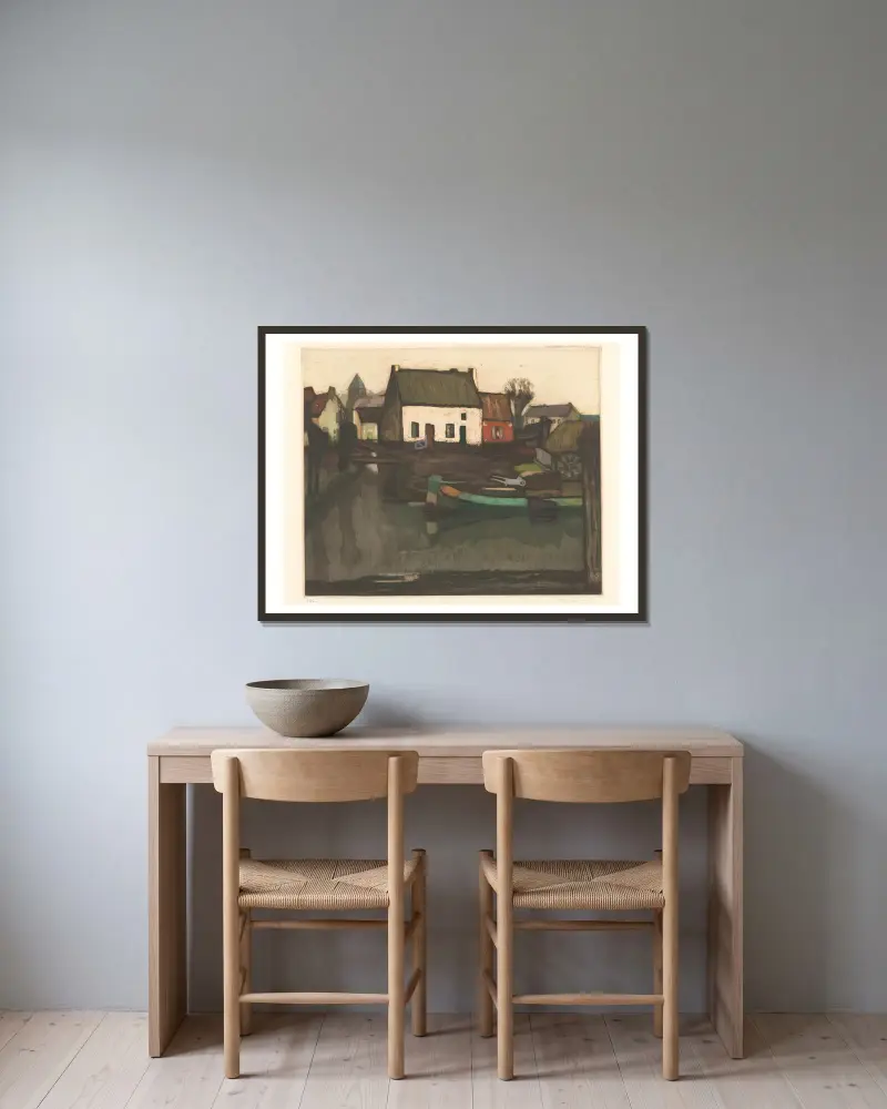 Am Kanalrand von Armand Apol gerahmt an einer Wand