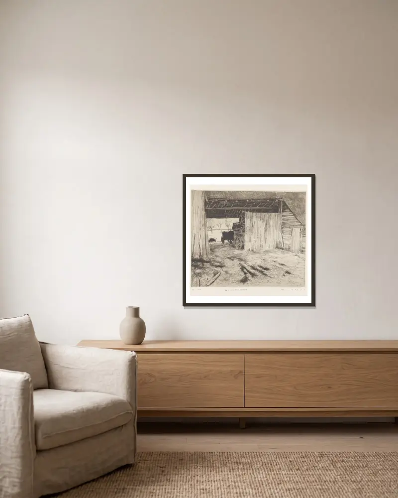 Das Scheunentor von Armand Apol gerahmt an einer Wand
