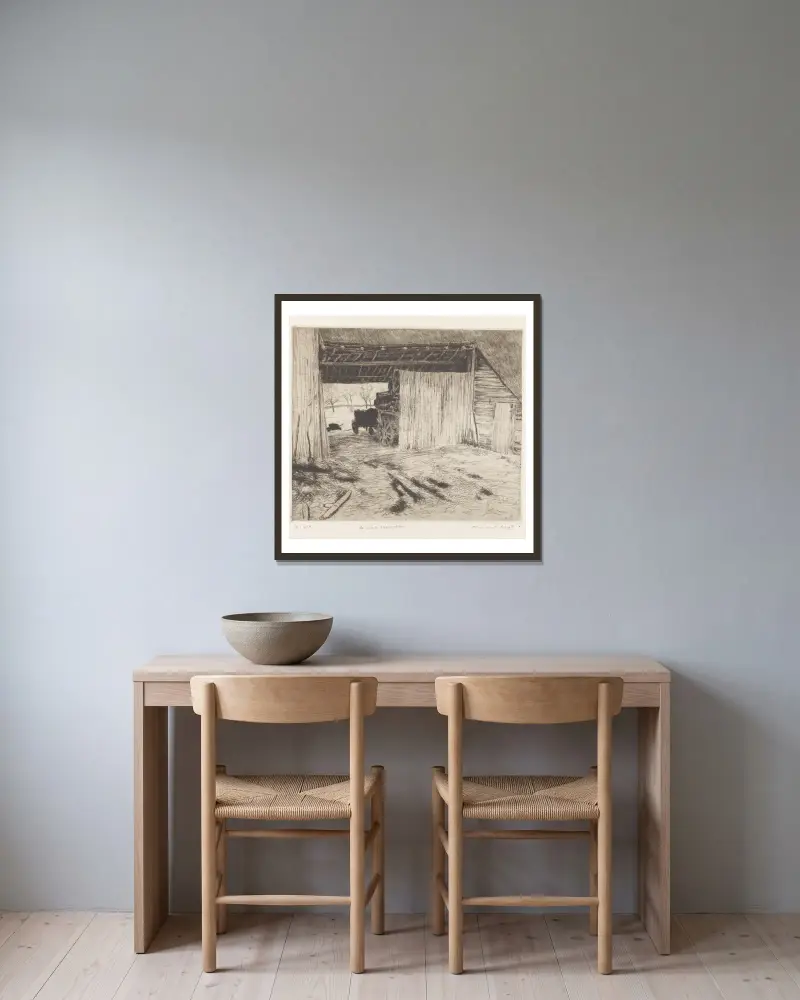 Das Scheunentor von Armand Apol gerahmt an einer Wand