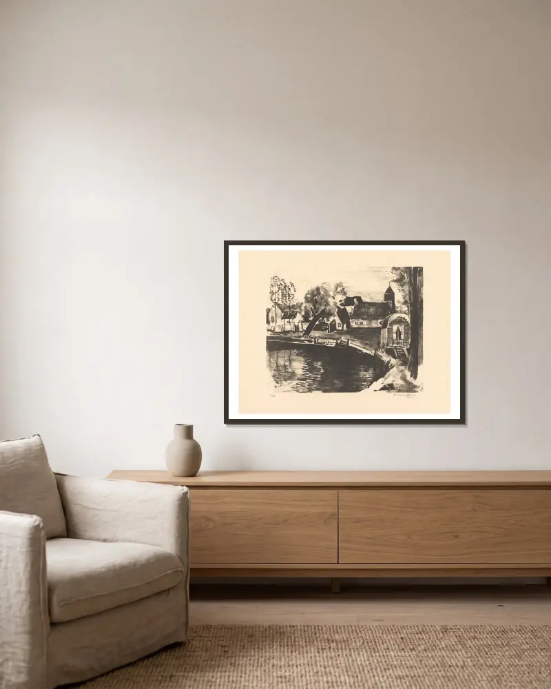 Landschaft bei Eikenvliet von Armand Apol gerahmt an einer Wand