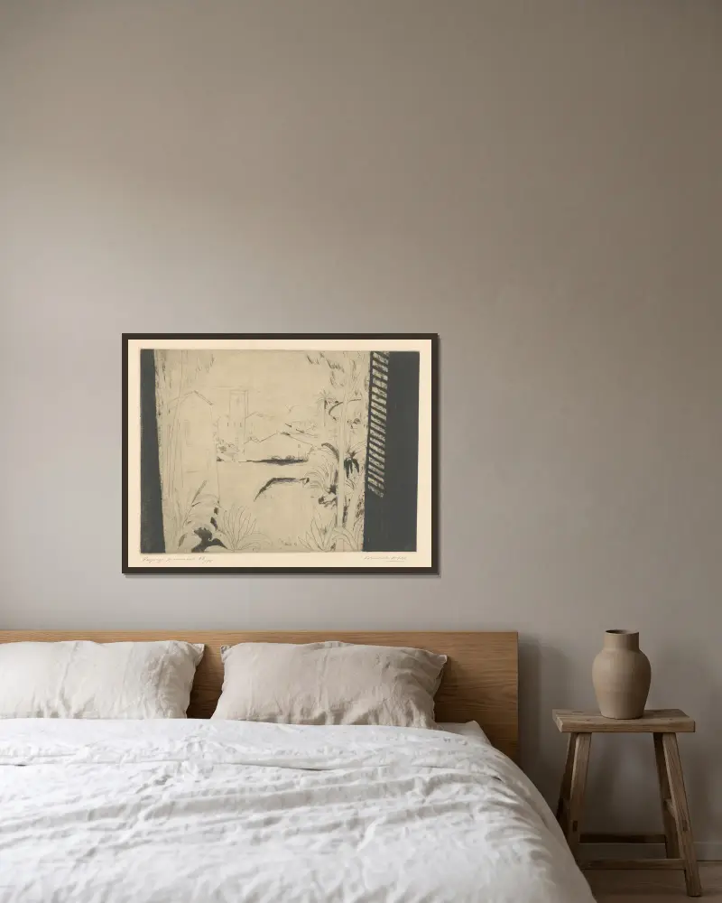Provenzalisische Landschaft von Armand Apol gerahmt an einer Wand