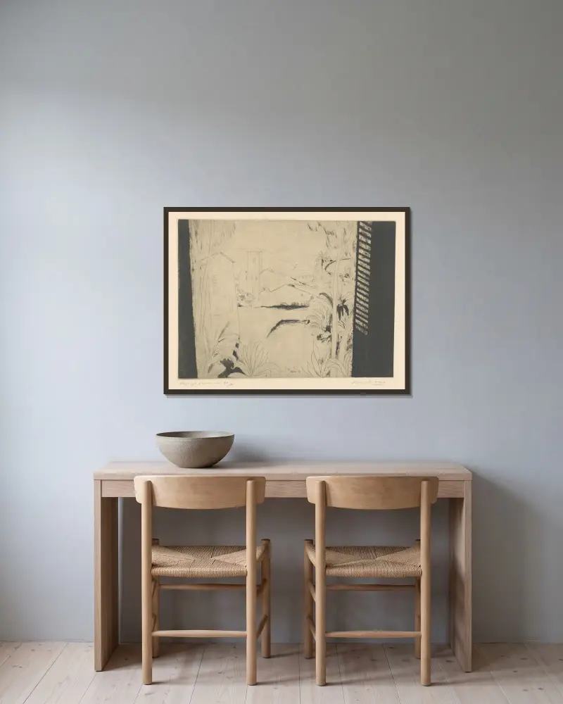 Provenzalisische Landschaft von Armand Apol gerahmt an einer Wand