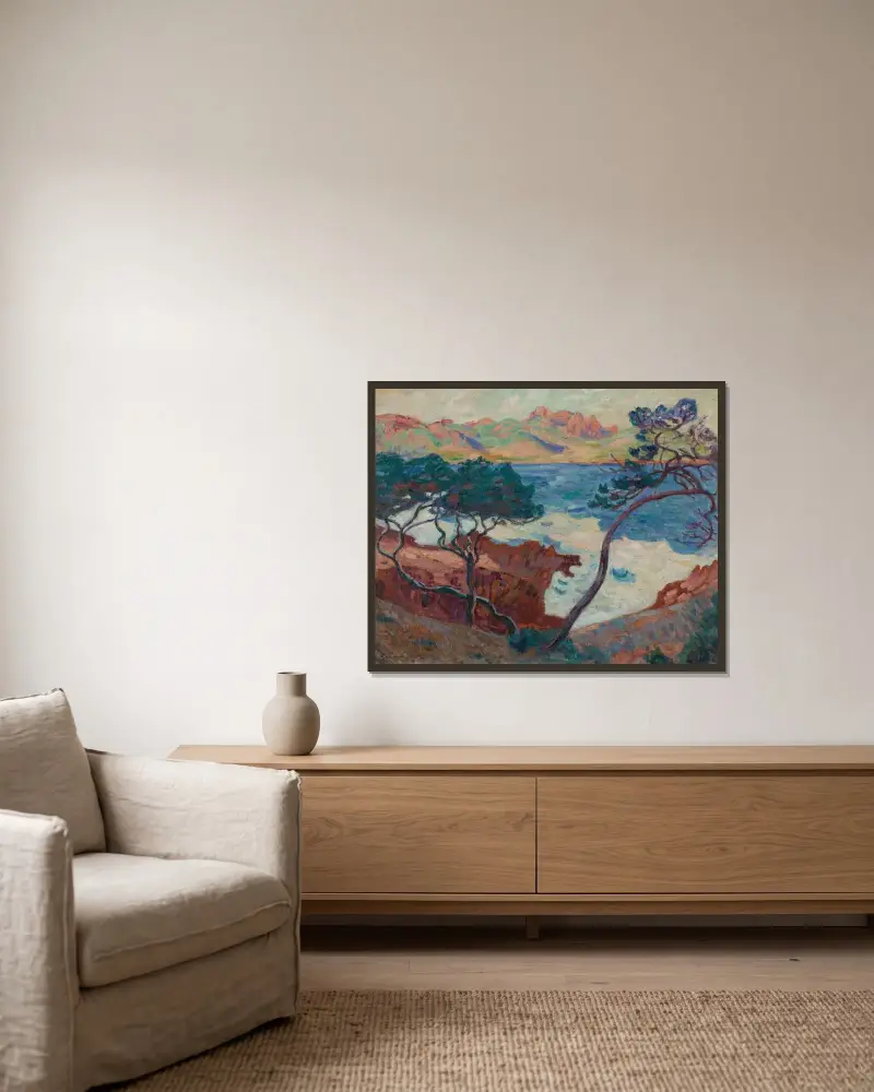 Agay av Armand Guillaumin inramad på en vägg