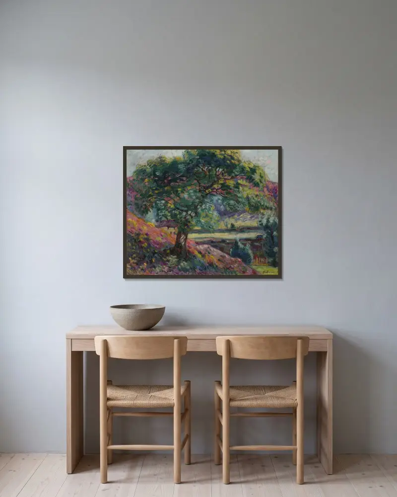 Träd i Île-de-France av Armand Guillaumin inramad på en vägg