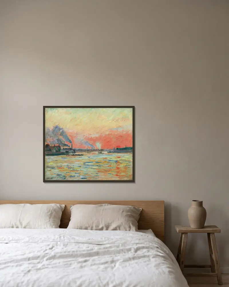 Mötet mellan Seine och Marne vid Ivry av Armand Guillaumin inramad på en vägg