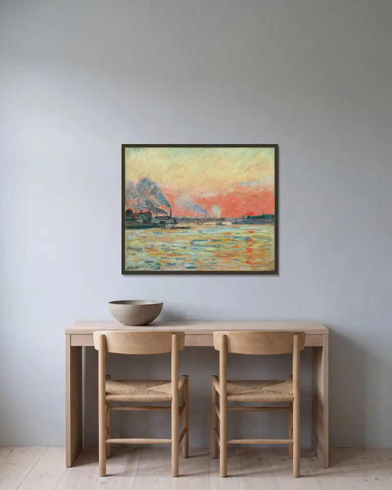 Mötet mellan Seine och Marne vid Ivry av Armand Guillaumin inramad på en vägg