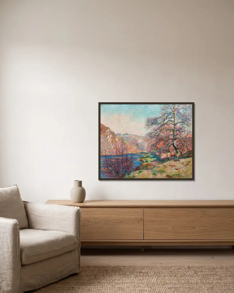 Crozant av Armand Guillaumin inramad på en vägg