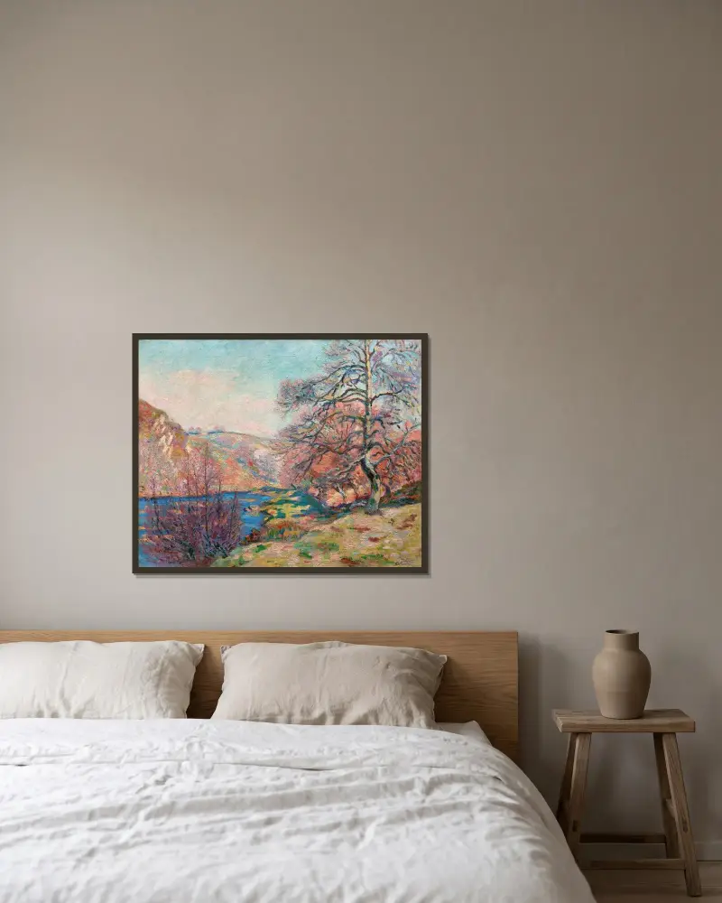 Crozant av Armand Guillaumin inramad på en vägg
