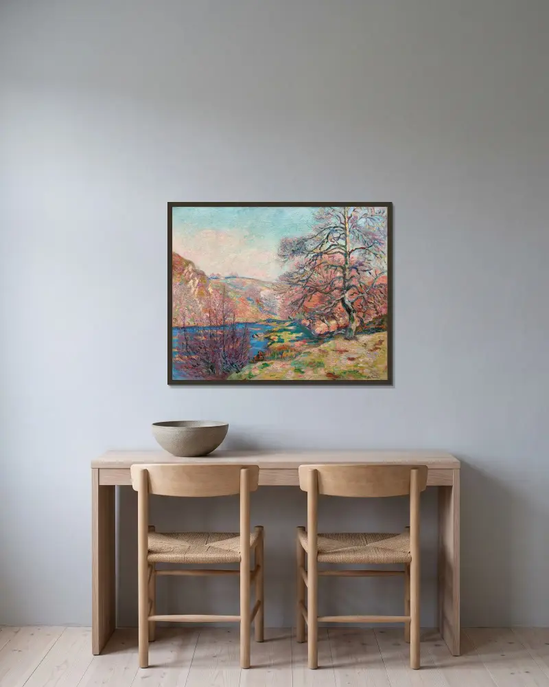 Crozant av Armand Guillaumin inramad på en vägg