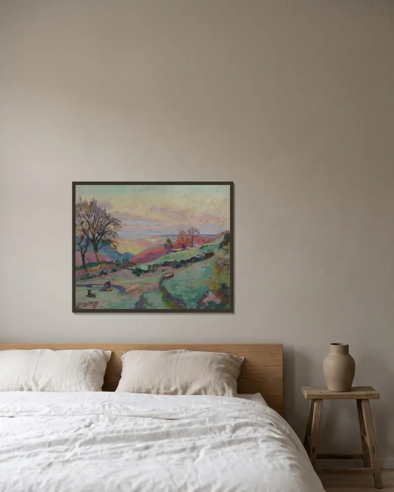 Crozant av Armand Guillaumin inramad på en vägg