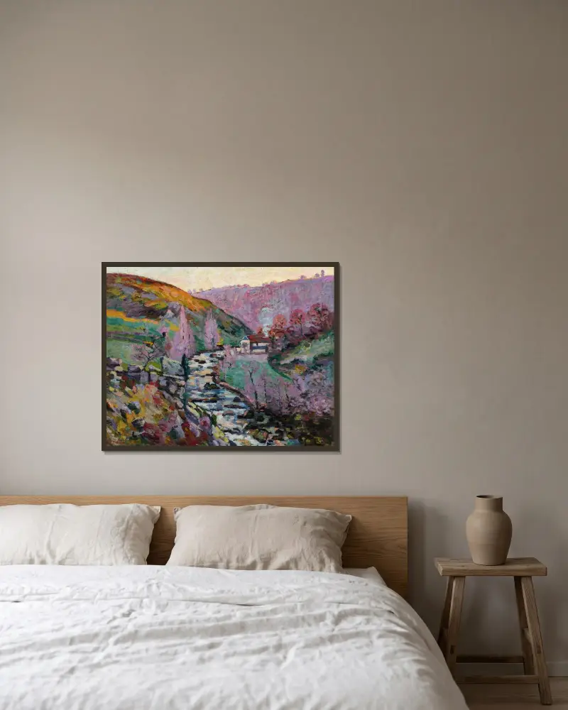 Crozant, la folie, kväll av Armand Guillaumin inramad på en vägg