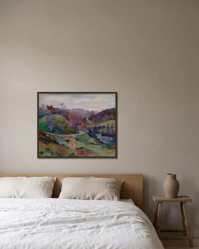 Crozant, Pont Charraud av Armand Guillaumin inramad på en vägg
