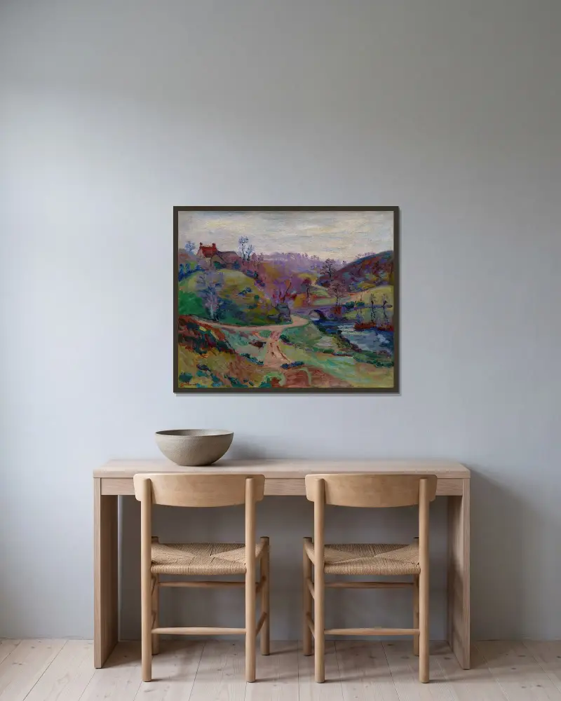 Crozant, Pont Charraud av Armand Guillaumin inramad på en vägg