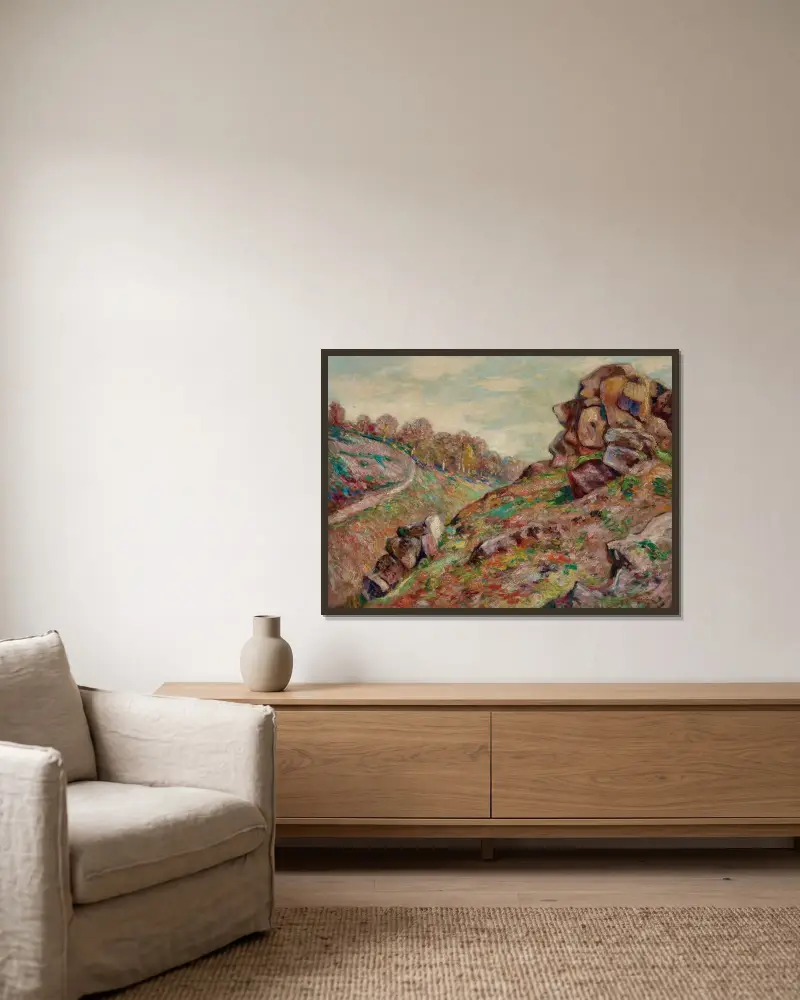 Sédelleflodens höjd, landskap från Creuse av Armand Guillaumin inramad på en vägg